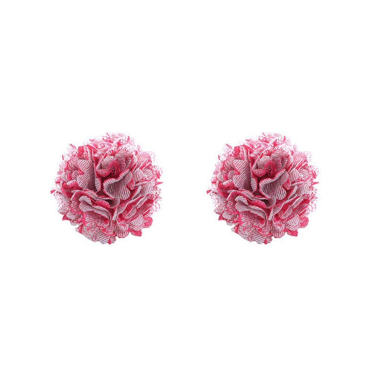 Vintage Rose Fabric Stud Earrings Handmade Chic_Cwmm6259
