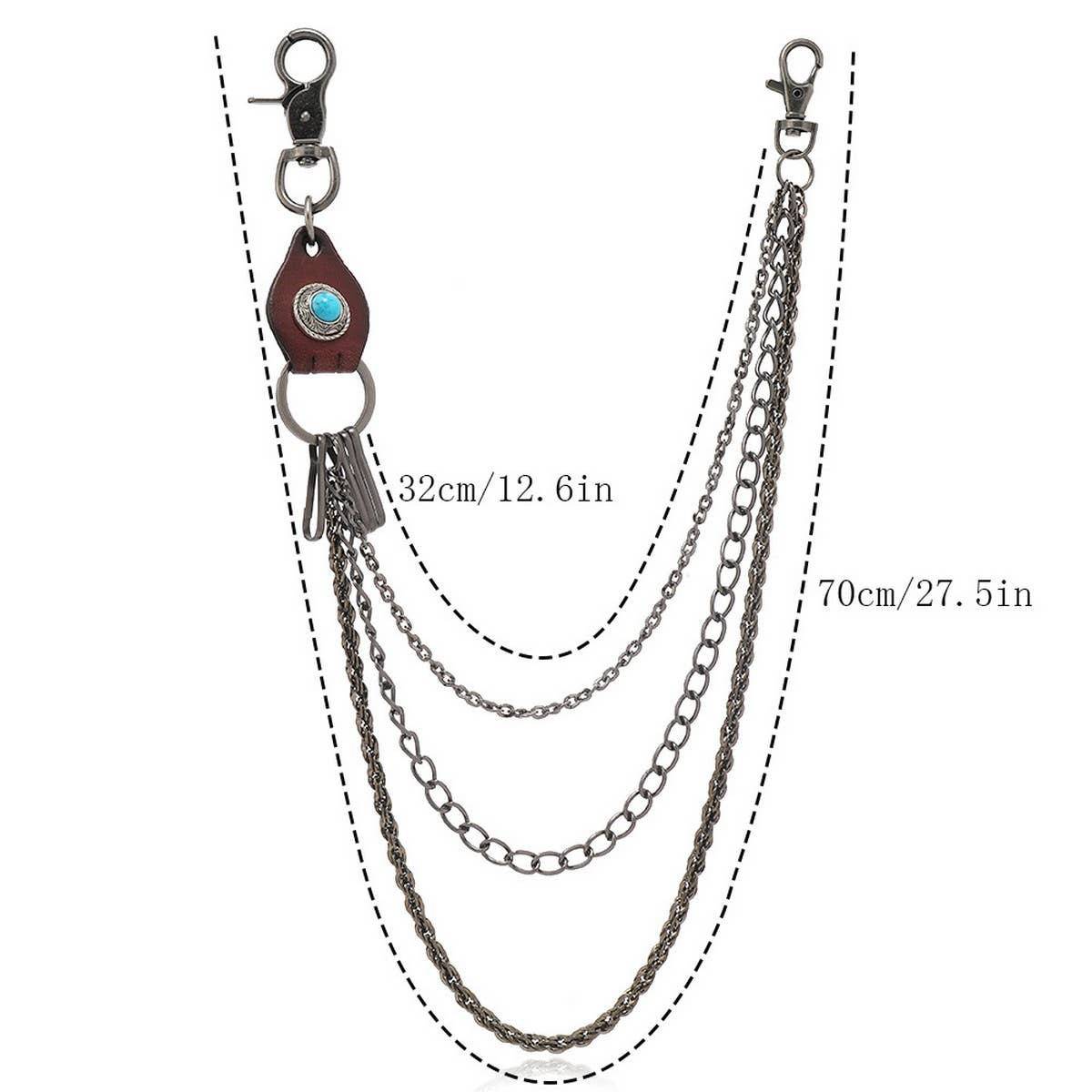 SIMPLE RETRO LEATHER THREE LAYER TROUSER CHAIN_CWMM4837