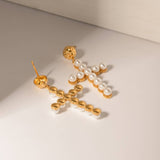 PEARL CROSS VERSATILE 18K GOLD EARRINGS_CWAHA0904