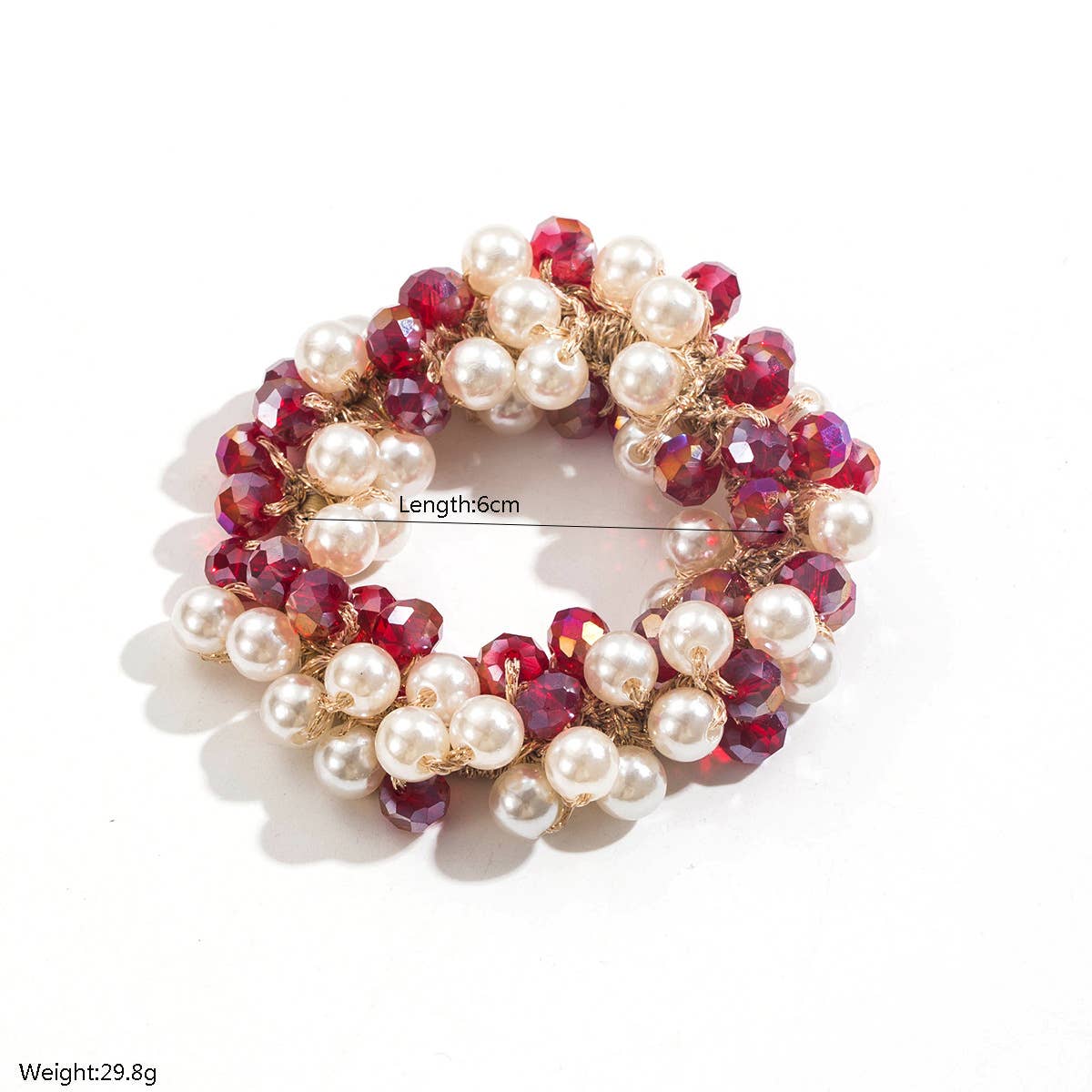 Colorful Crystal Beaded Ponytail Hair Tie_Cwaje05907