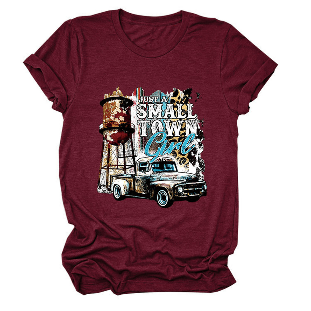 JUST A SMALL TOWN GIRL PRINT T SHIRT LOOSE FIT_CWTTS1525
