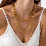 MULTI LAYERED BEAD NECKLACE WITH 18K GOLD PLATING_CWMM3674