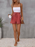 Solid-Colored High-Waisted Ruffled Loose Shorts