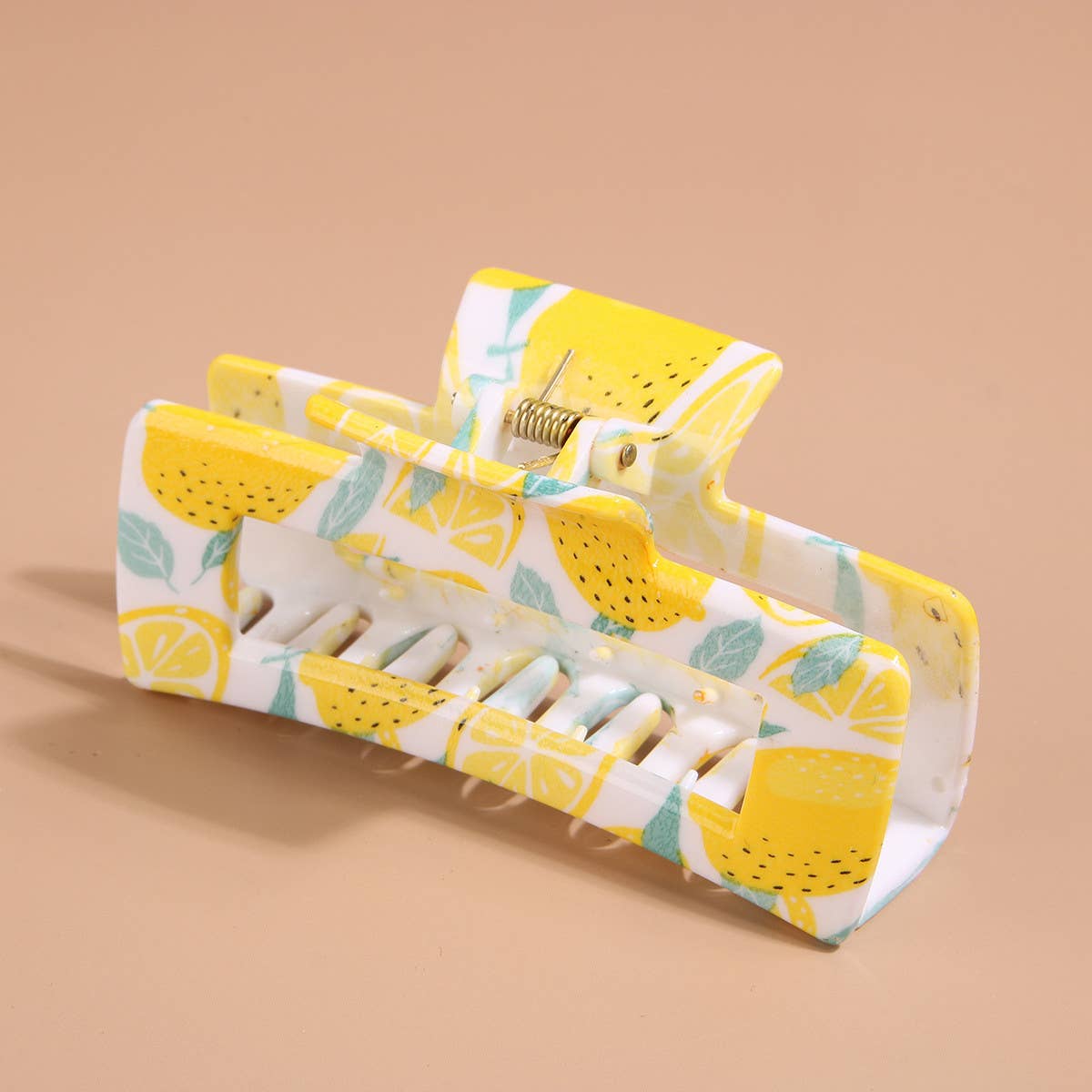 FLORAL PRINT PLASTIC HAIR CLAW SUMMER SHARK CLIP_CWAHA0480