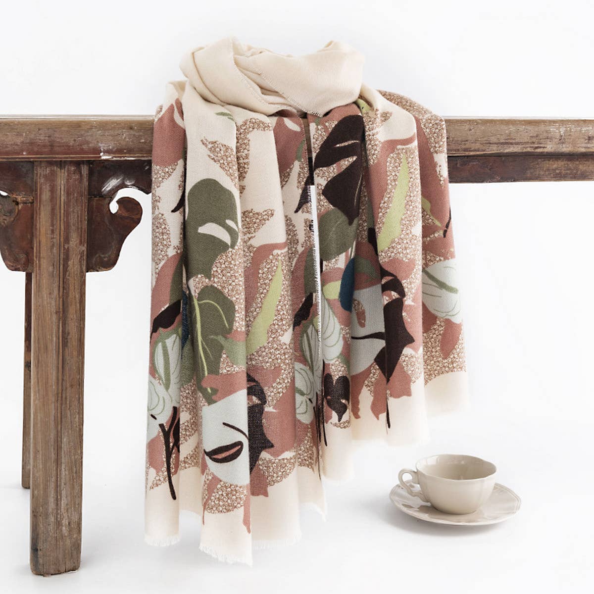 FLORAL SCARF ELEGANT VINTAGE WINTER WRAP_CWASC0448
