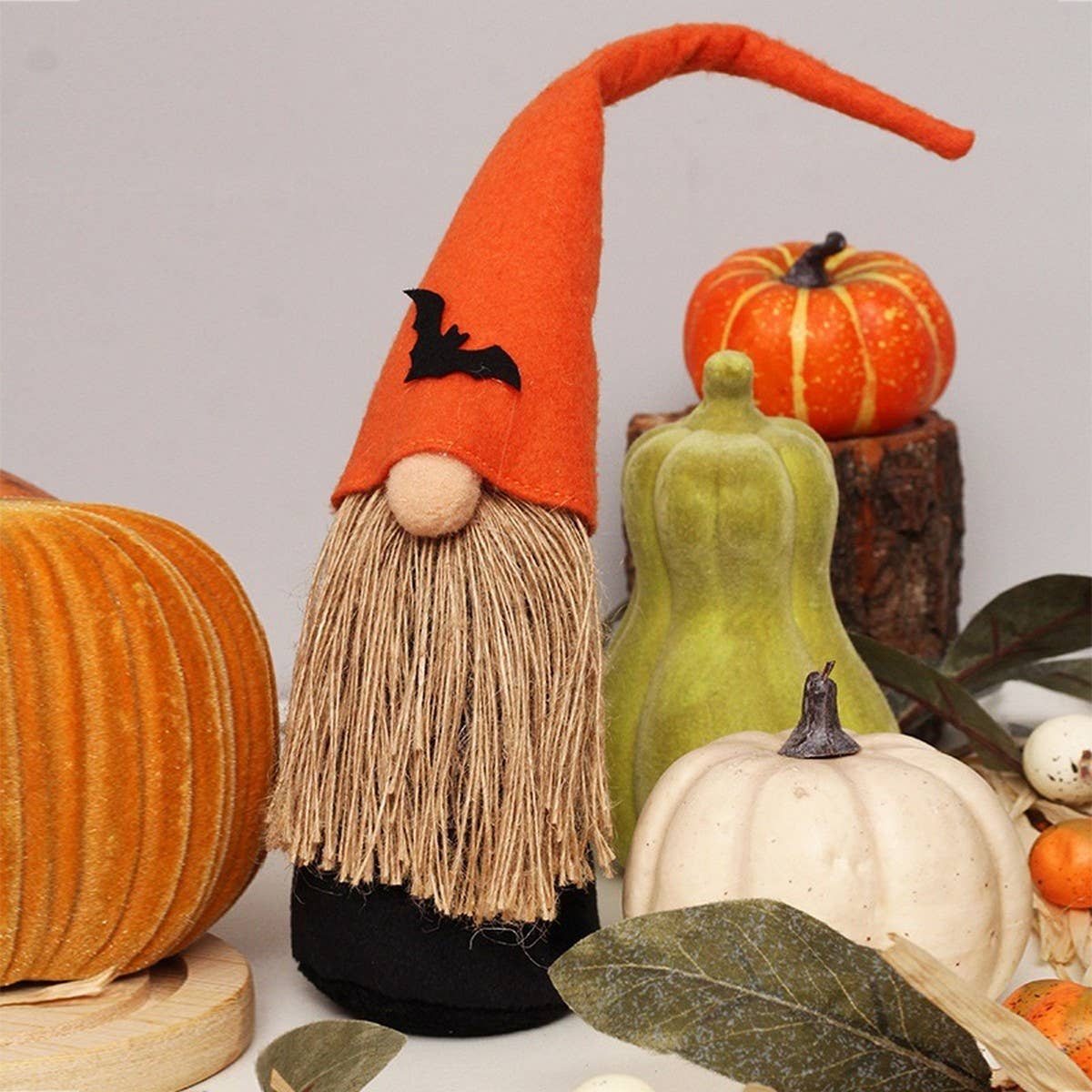 HALLOWEEN PUMPKIN FOREST GNOME TABLE DECOR_CWMM9878