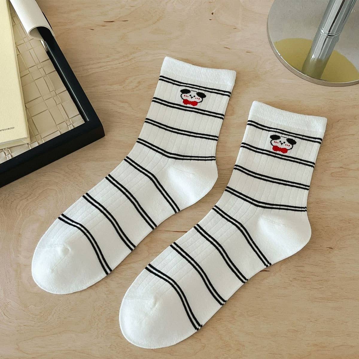 Women'S Boneless Polka Dot Striped Mid-Calf Socks_Cwms1369
