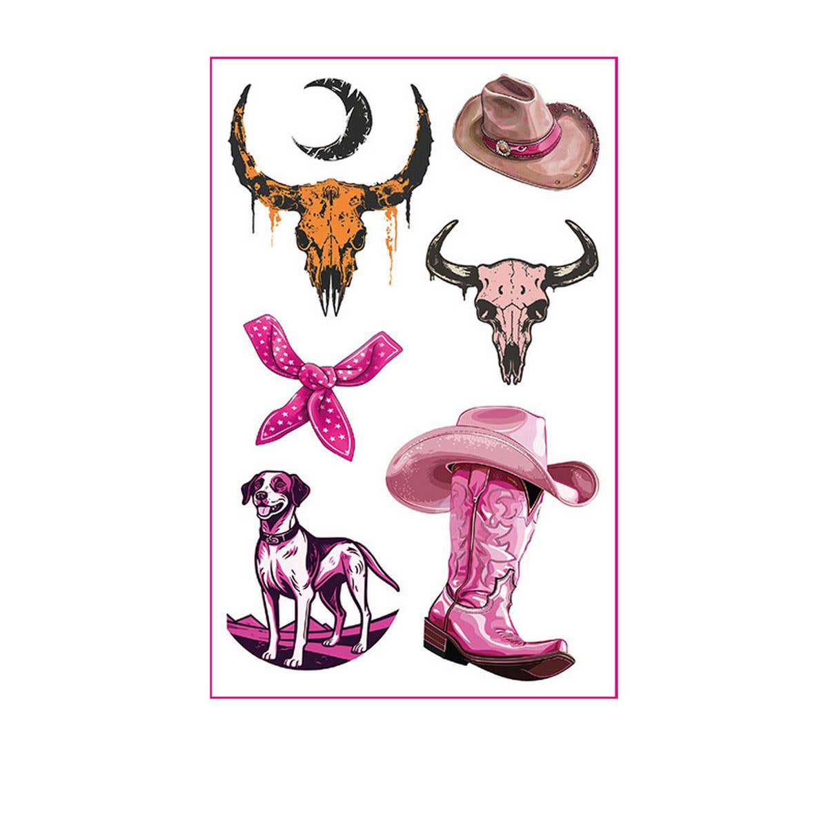 PINK COWBOY GIRL TATTOOS WATERPROOF BACHELORETTE_CWMM8383