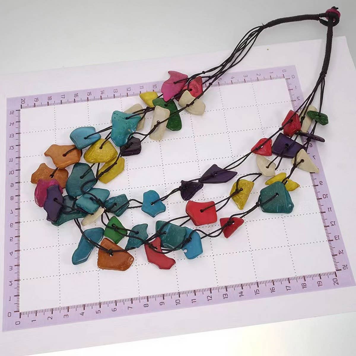 HANDMADE COLORFUL RICE BEAD FLOWER NECKLACE_CWMM4426