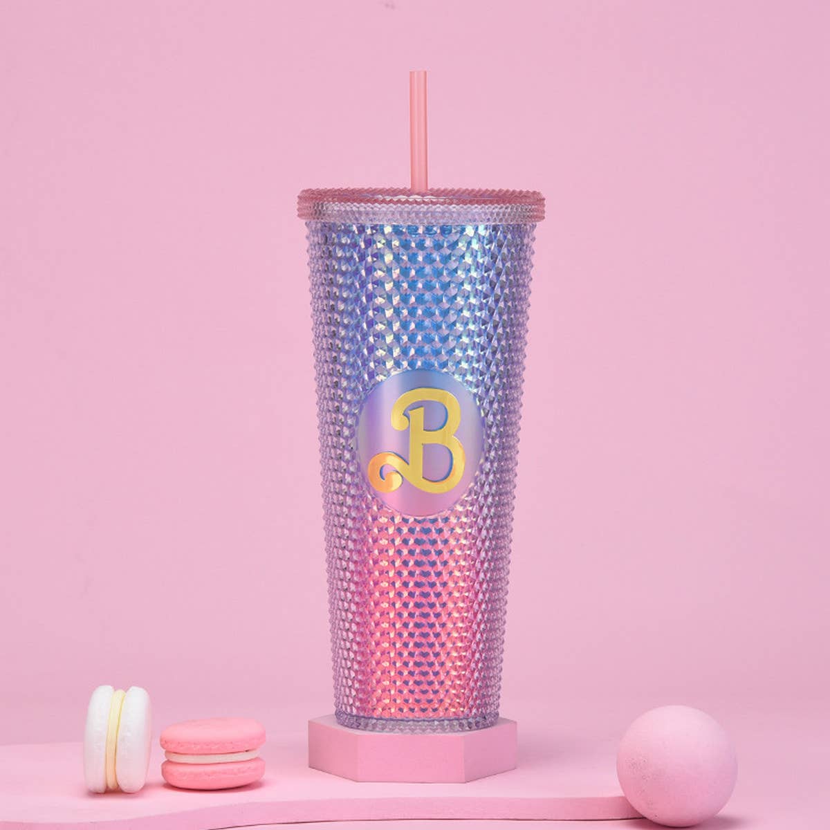DOUBLE LAYER PORTABLE PLASTIC STRAW DIAMOND CUP_CWMM0978