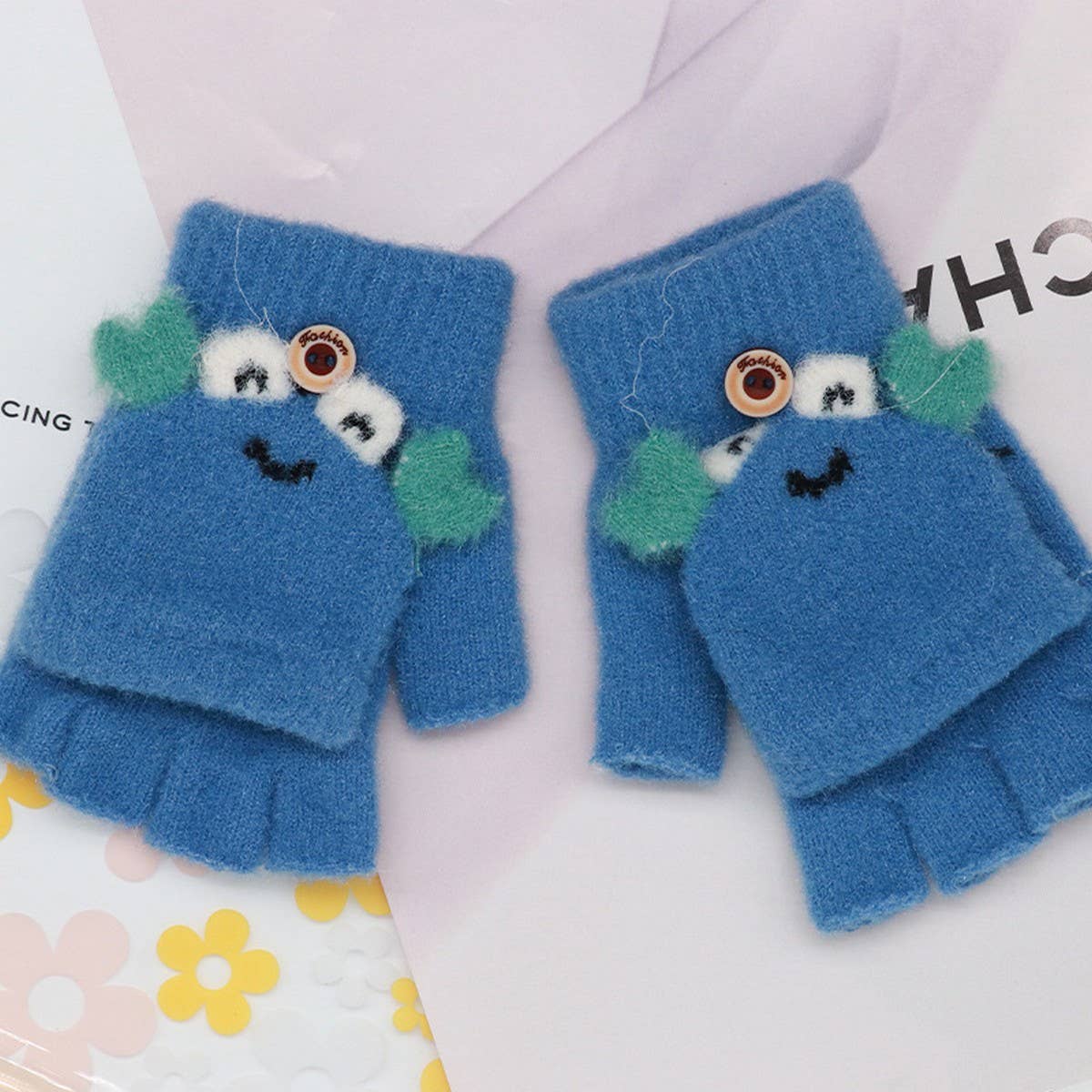 CARTOON CHILDREN STUDENT WARM FLIP GLOVES_CWAG0167