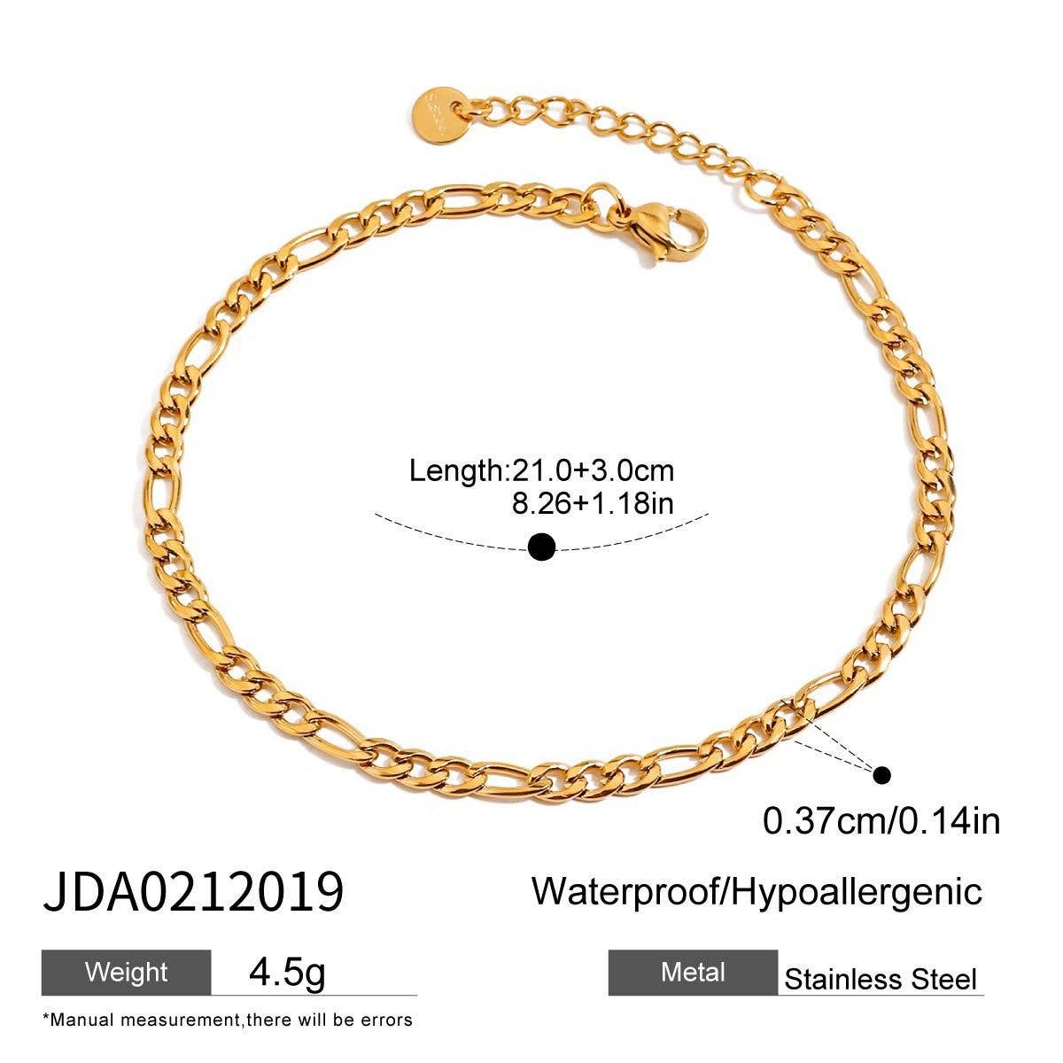 18K GOLD FIGARO CHAIN ANKLET STAINLESS STEEL_CWAJE4754