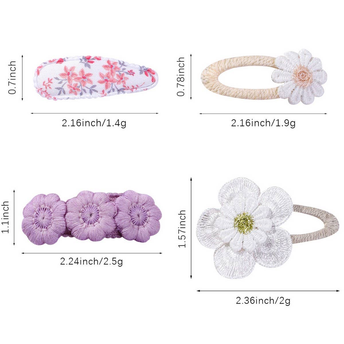 DAISY BB CLIP SET PRINTED CUTE FABRIC CLIPS_CWAHA6701