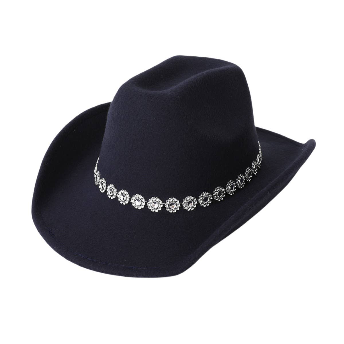 SPIRAL SEQUIN BRIM WESTERN FELT FEDORA HAT_CWAH3625