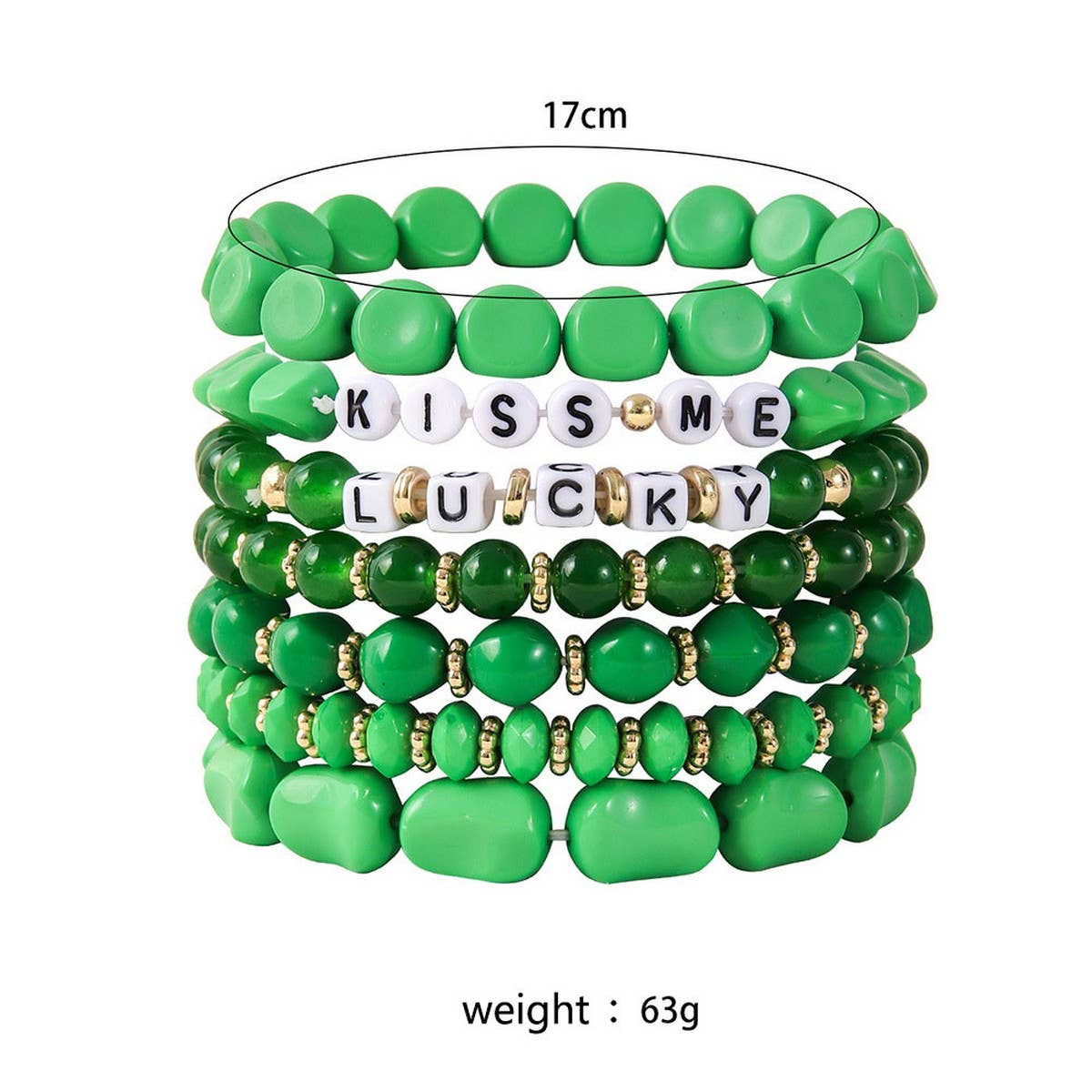 ST PATRICKS DAY ACRYLIC BEADED BRACELET SET_CWMM3504