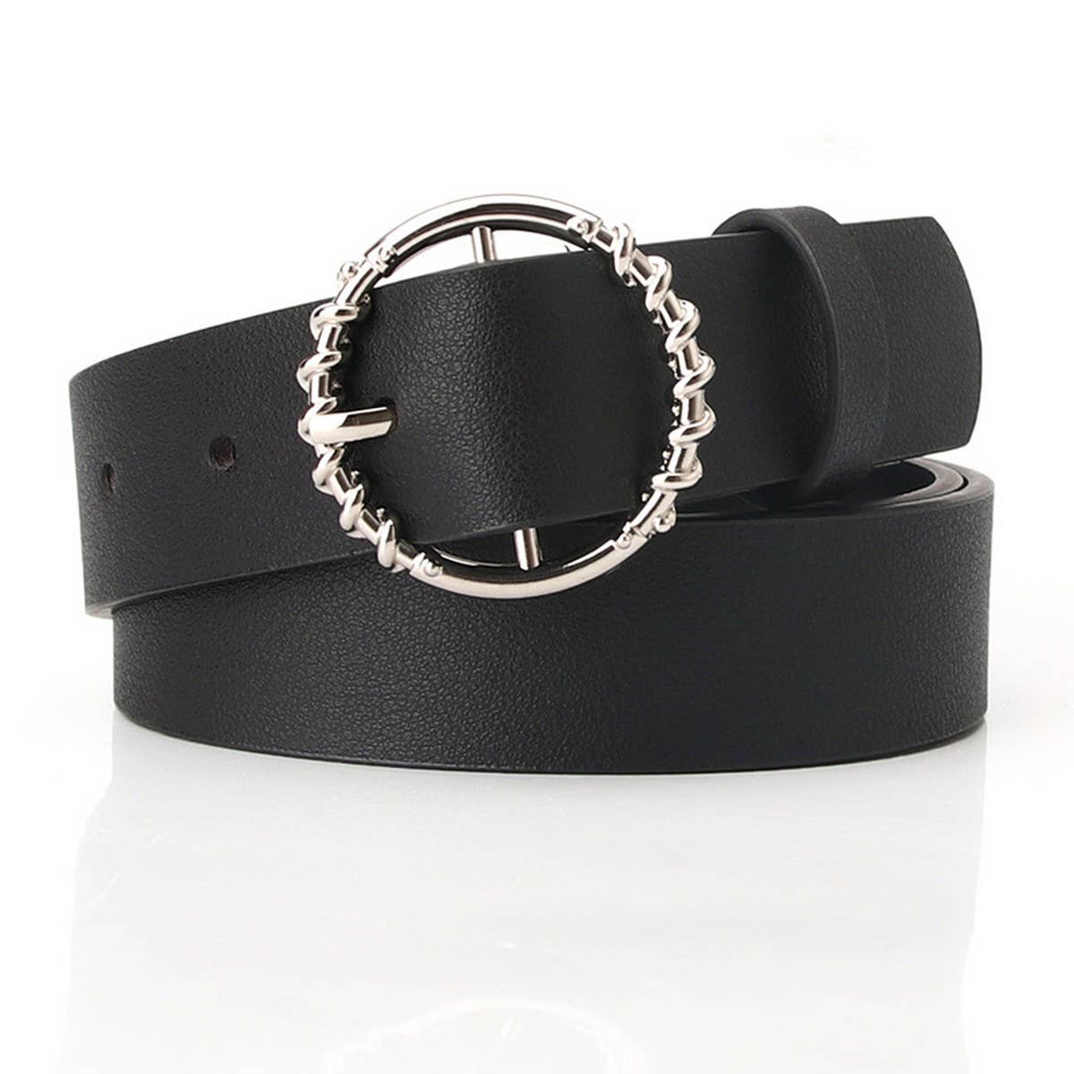 CLASSIC SIMPLE BELT WITH ALLOY ROUND BUCKLE_CWABE0402