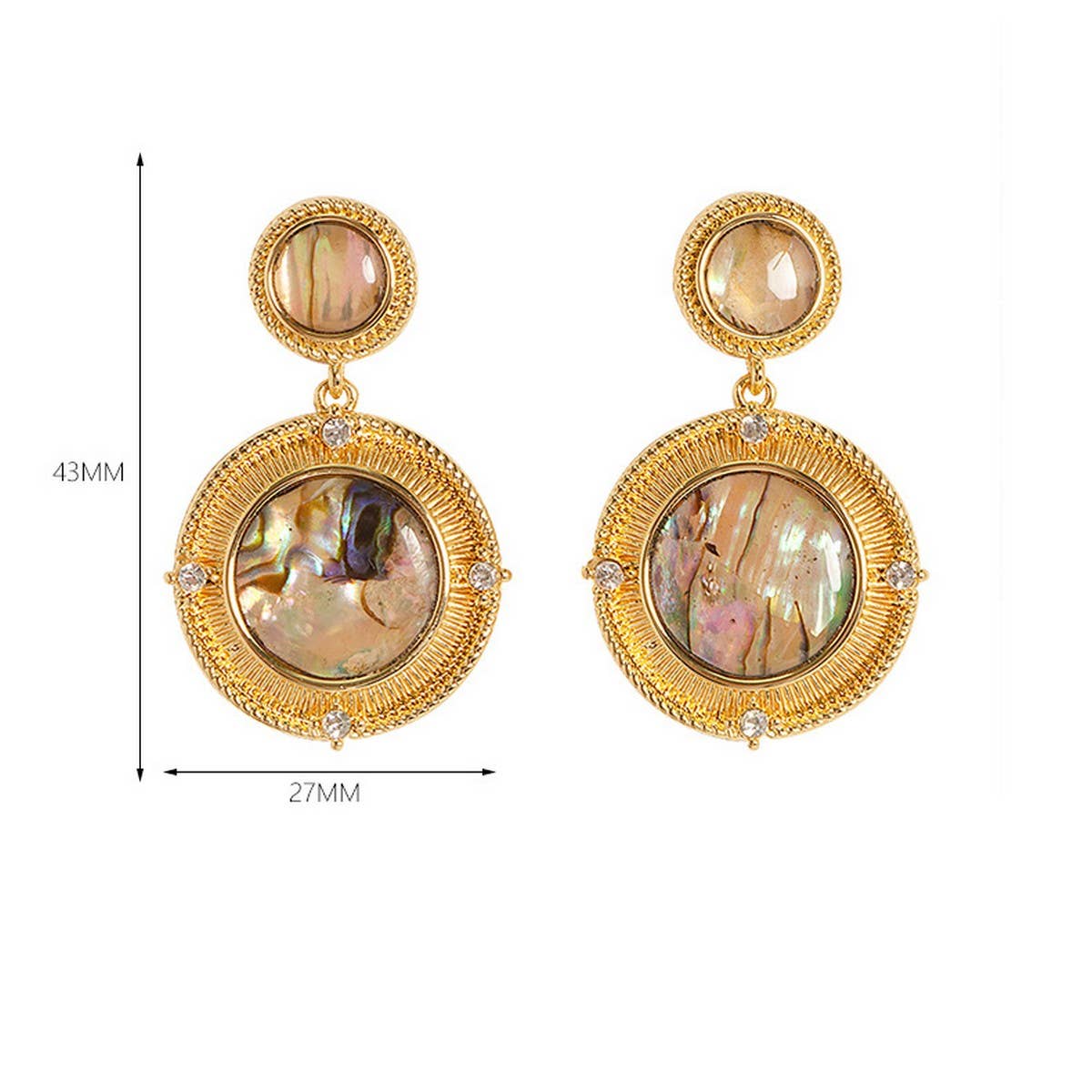 COLORFUL ABALONE EARRINGS WITH DIAMOND AND ZIRCON_CWMM4357