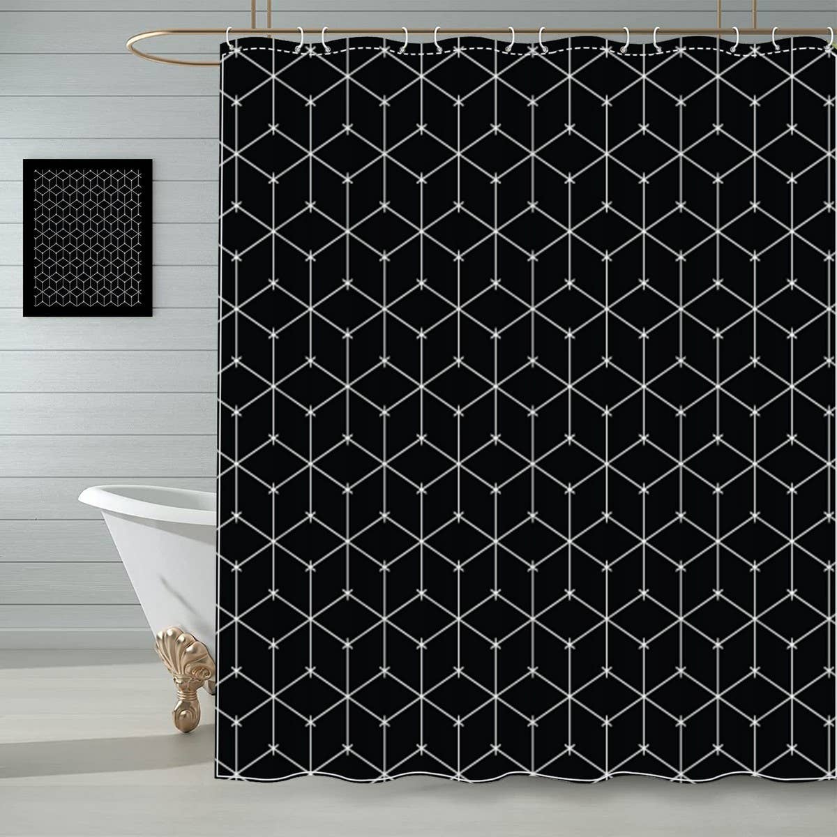 SIMPLE GEOMETRIC WATERPROOF SHOWER CURTAIN_CWMM1796