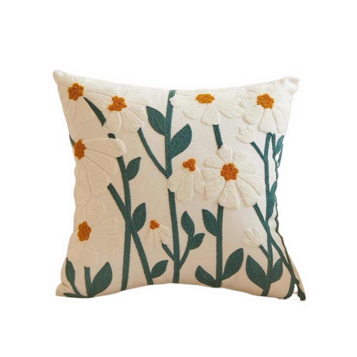 EMBROIDERED DAISY TOWEL STITCH CUSHION COVER_CWMM7714
