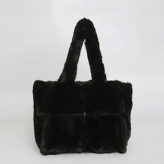 Winter Fashion Splicing Handheld Shoulder Plush Bag_Cwab3940