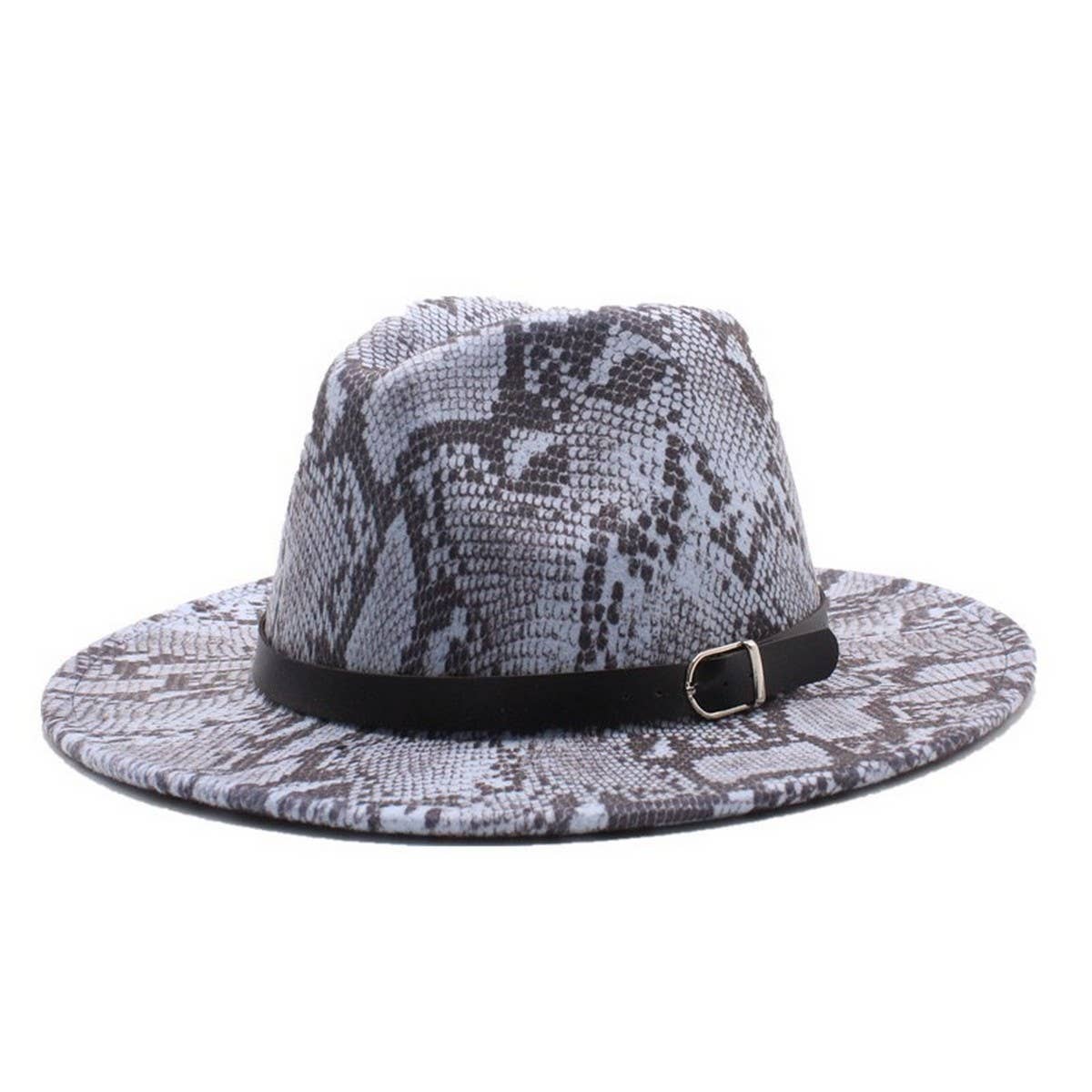 Wool Hat Snake Pattern Flat Brim Felt Hat Jazz Hat_Cwah2589