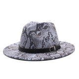 Wool Hat Snake Pattern Flat Brim Felt Hat Jazz Hat_Cwah2589