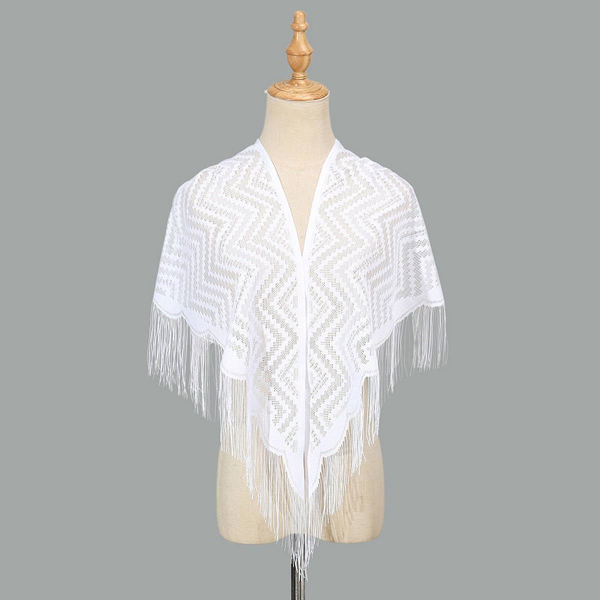SUMMER WAISTCOAT HOLLOW TASSEL TRIANGLE SHAWL_CWMM1997