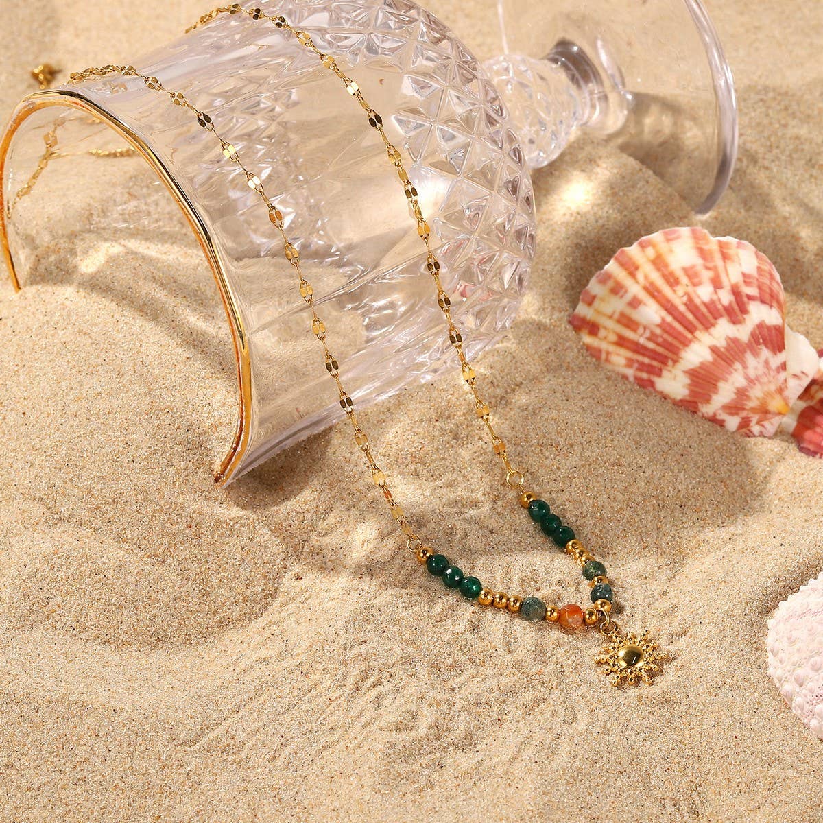 NEW FASHIONABLE NATURAL STONE PENDANT NECKLACE_CWAJE1418