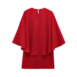 Womens Elegant Cape Sleeve Short Dress