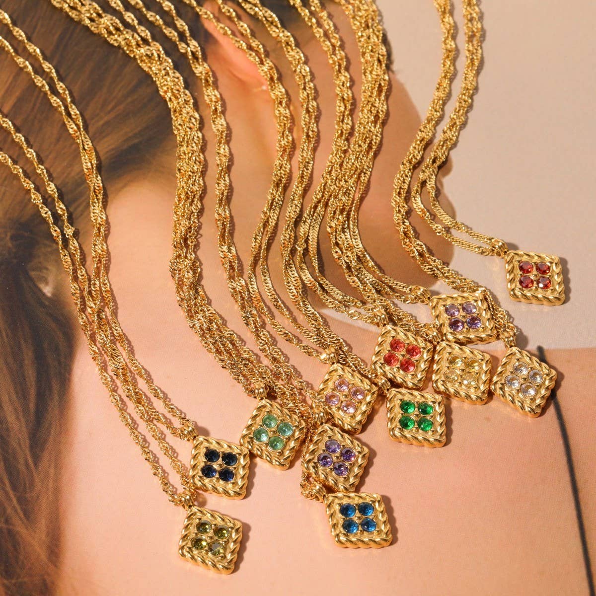 STAINLESS STEEL DECEMBER BIRTHSTONE NECKLACE_CWMM3920