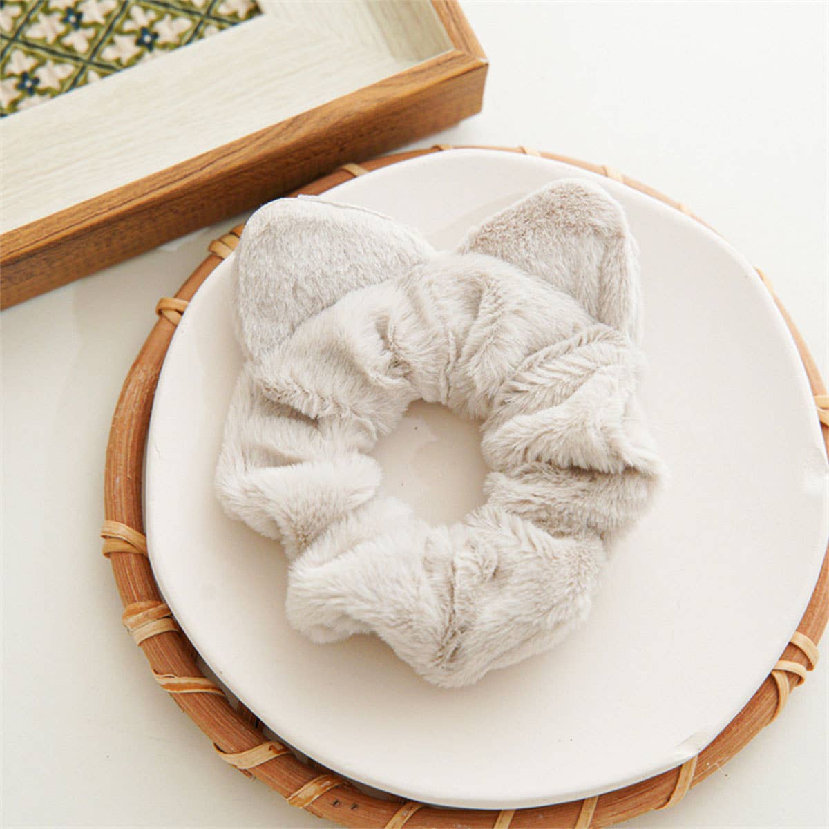 Fuzzy Cat Ears Hair Scrunchies For Winter_Cwaha0375