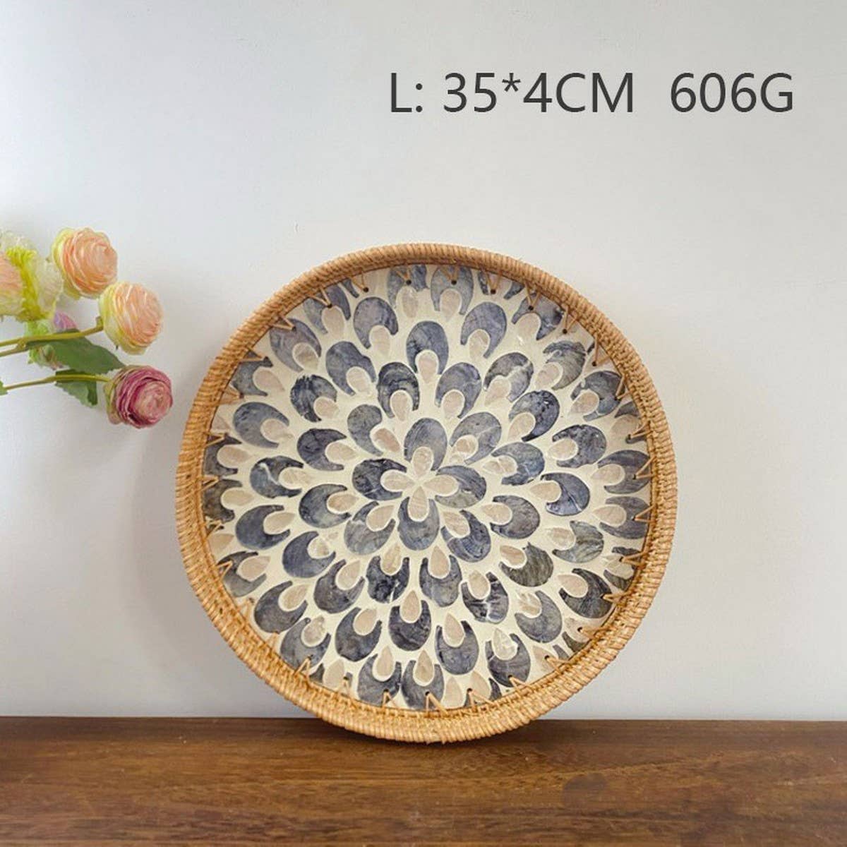 RATTAN FRUIT PLATE TEA ROOM SHELLBASKET ROUND PLATE_CWMM4495