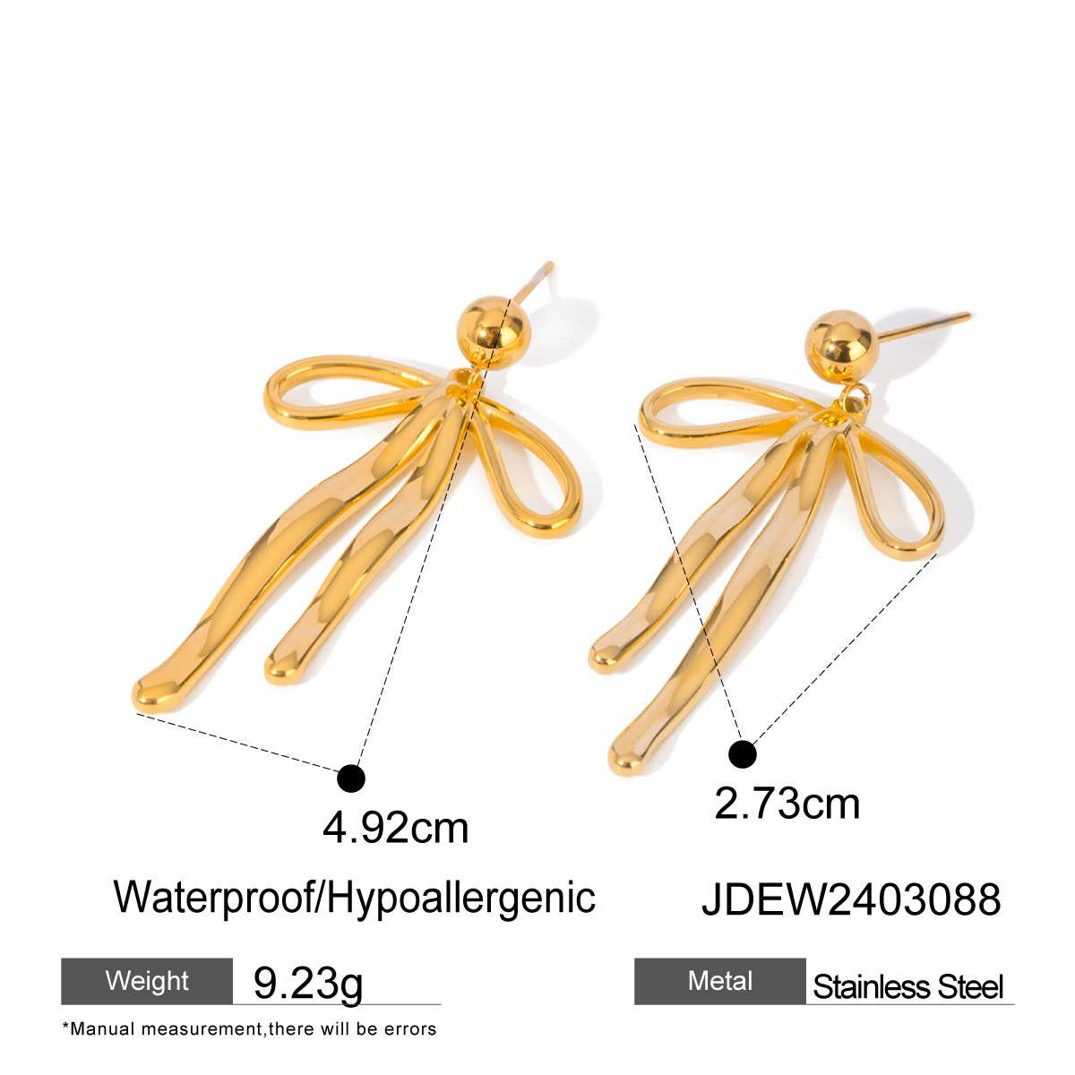 FASHION 18K GOLD STAINLESS STEEL BOW EARRINGS_CWASC1682
