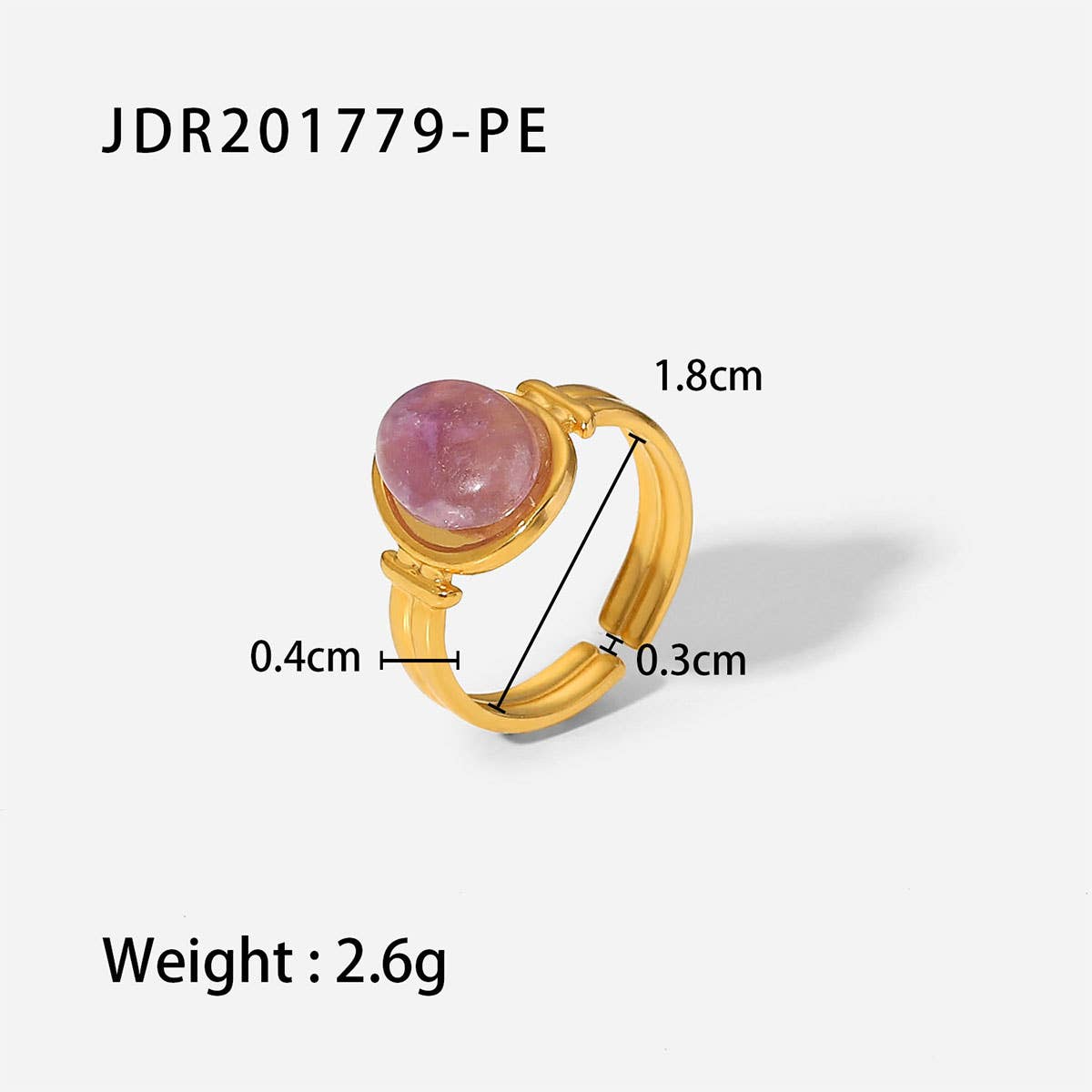 GOLD STAINLESS STEEL INLAID NATURAL STONE RINGS_CWAJE0611