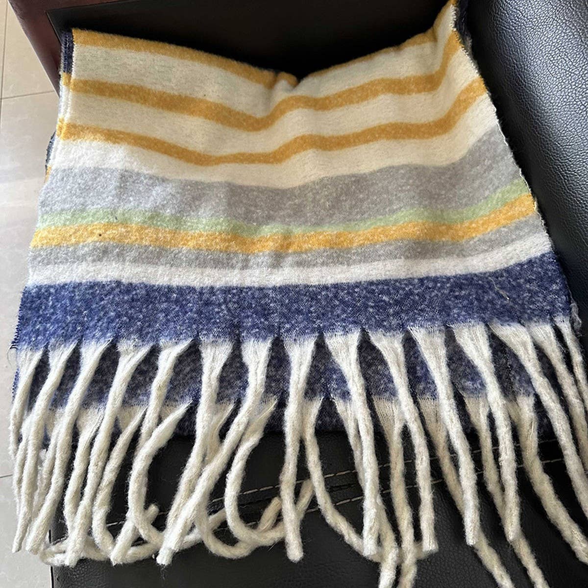 STRIPE SCARF COZY FAUX CASHMERE WINTER WRAP_CWASC2359