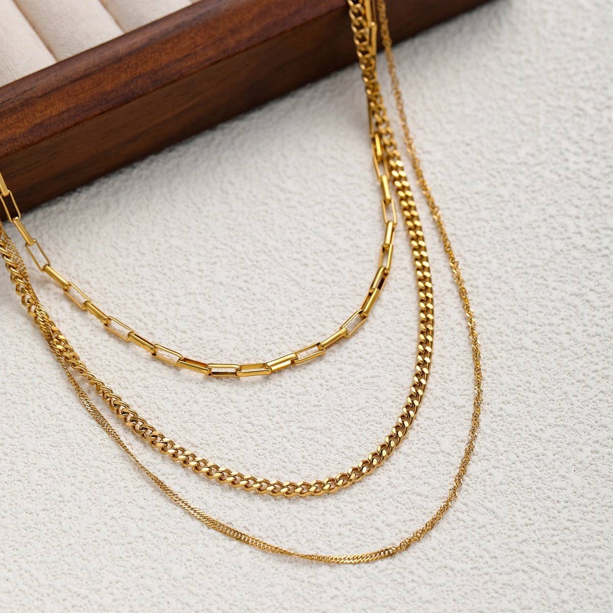 Titanium Steel Necklace Ring Three-Layer Necklace_Cwmm3630