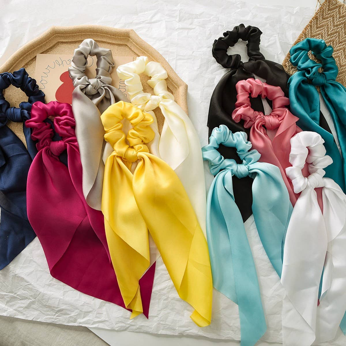 NEW SOLID COLOR KNOTTED RIBBON HAIR TIE_CWAHA0850
