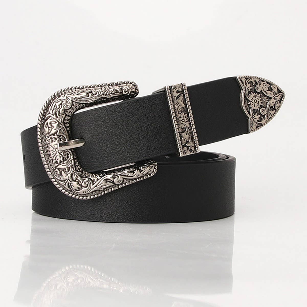 CLASSIC VINTAGE BUCKLE BELT WITH EMBOSSED_CWABE0388