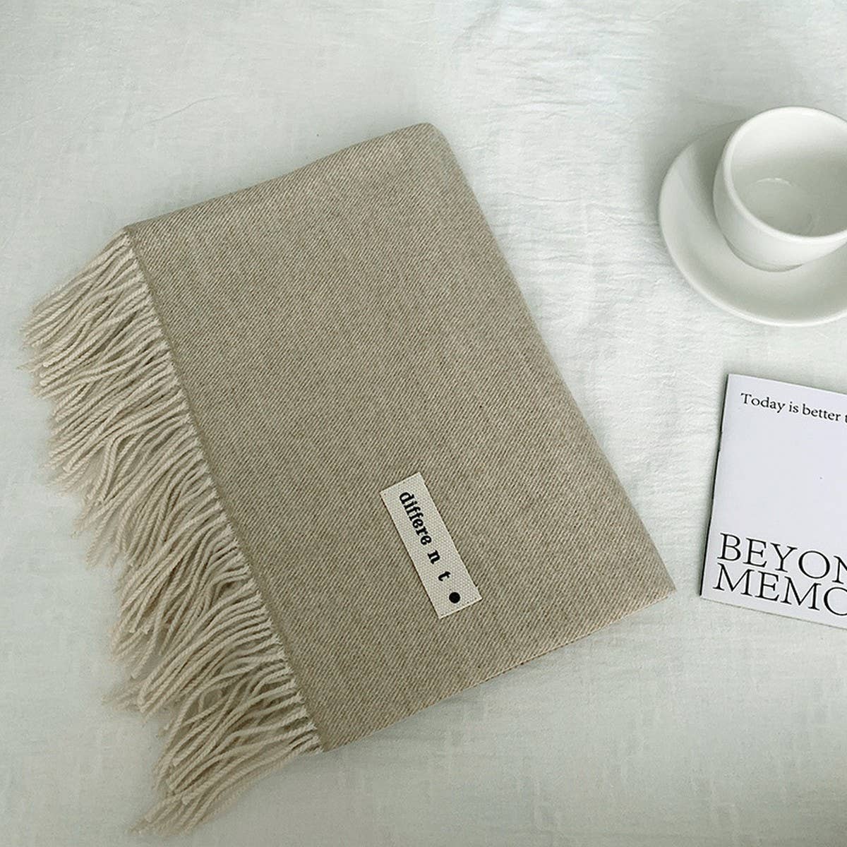 COLORBLOCK TASSEL SCARF THICK WRAP FOR STUDENTS_CWASC2281