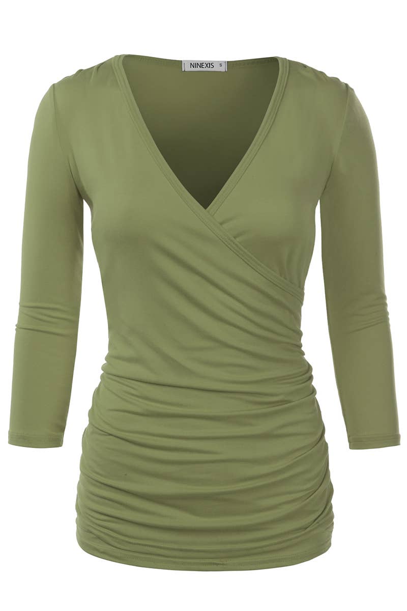 Women Solid V Neck Shirt_Cwttl1404
