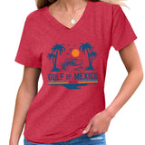 SLIM V NECK T SHIRT GULF OF MEXICO EST PRINT_CWTTS1538