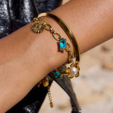 Vacation Pearl Heart Flower Blue Bracelet