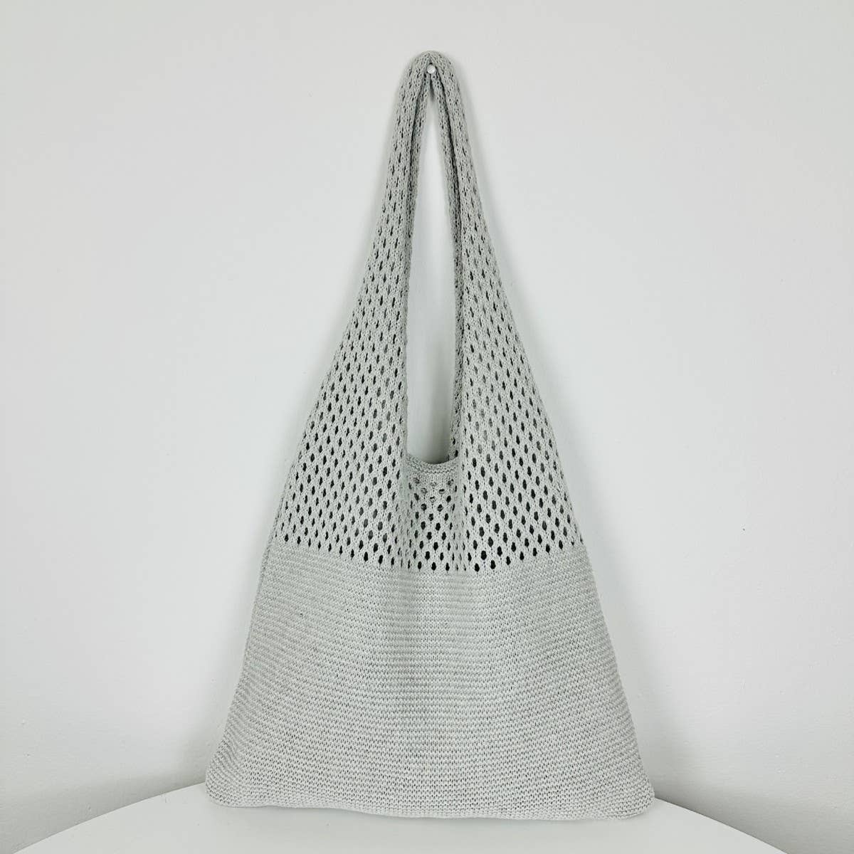 Cwab4568_Hollow Knit Large Capacity Shoulder Tote Bag