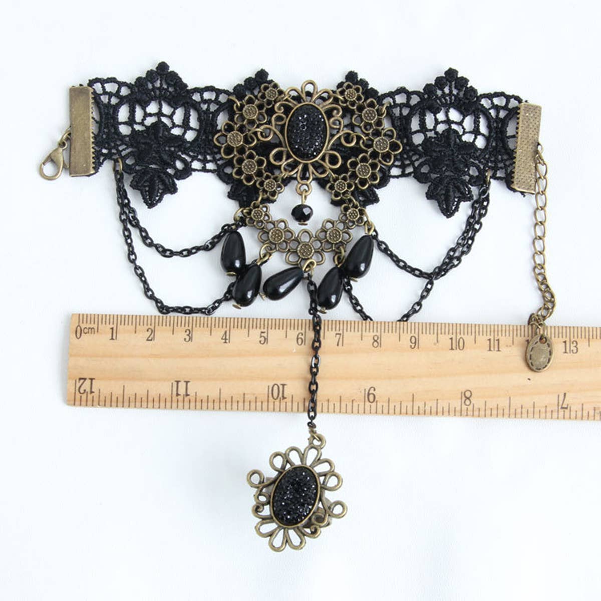 HALLOWEEN GOTHIC LACE BRACELET WITH RING JEWELRY_CWMM0149
