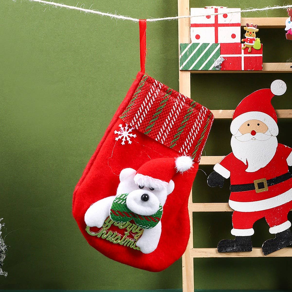 SEQUINED 3D SANTA CLAUS CHRISTMAS STOCKINGS_CWMS1421