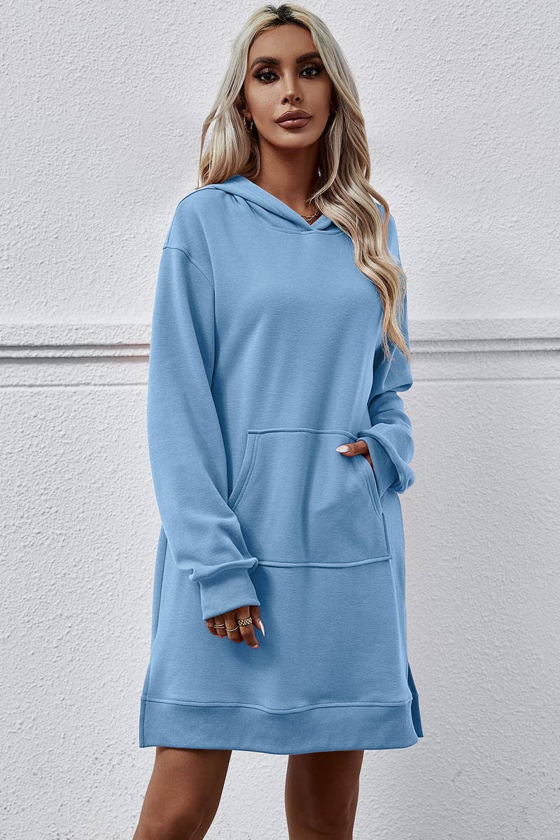 Split Long Hoodie Dress_Cwdsd2041
