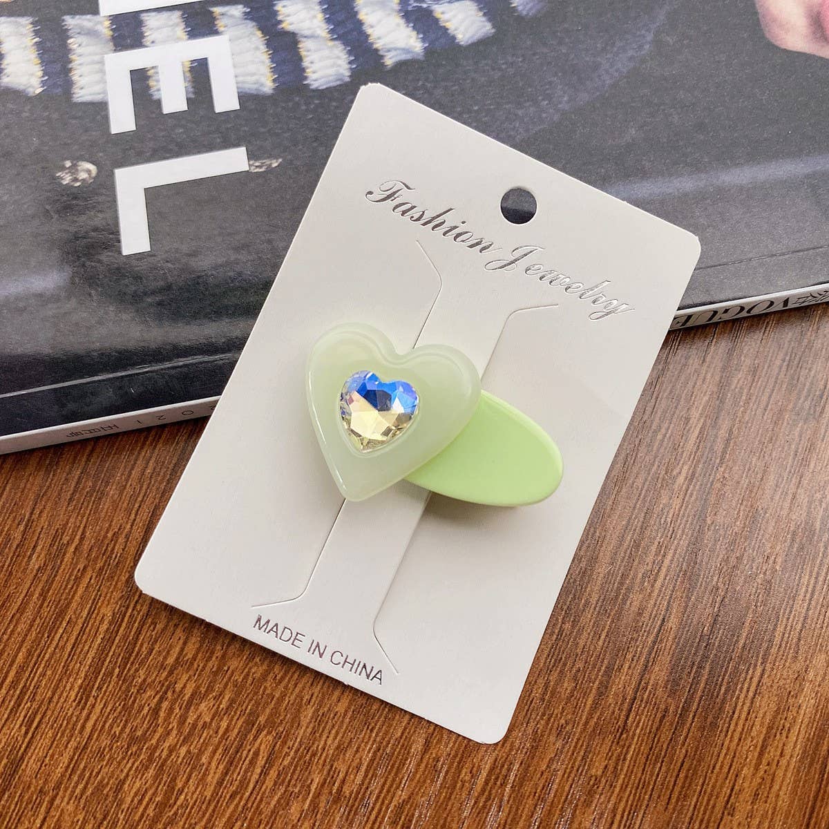 CHILDRENS CUTE HEART SHAPED DIAMOND HAIRPIN_CWAHA0730