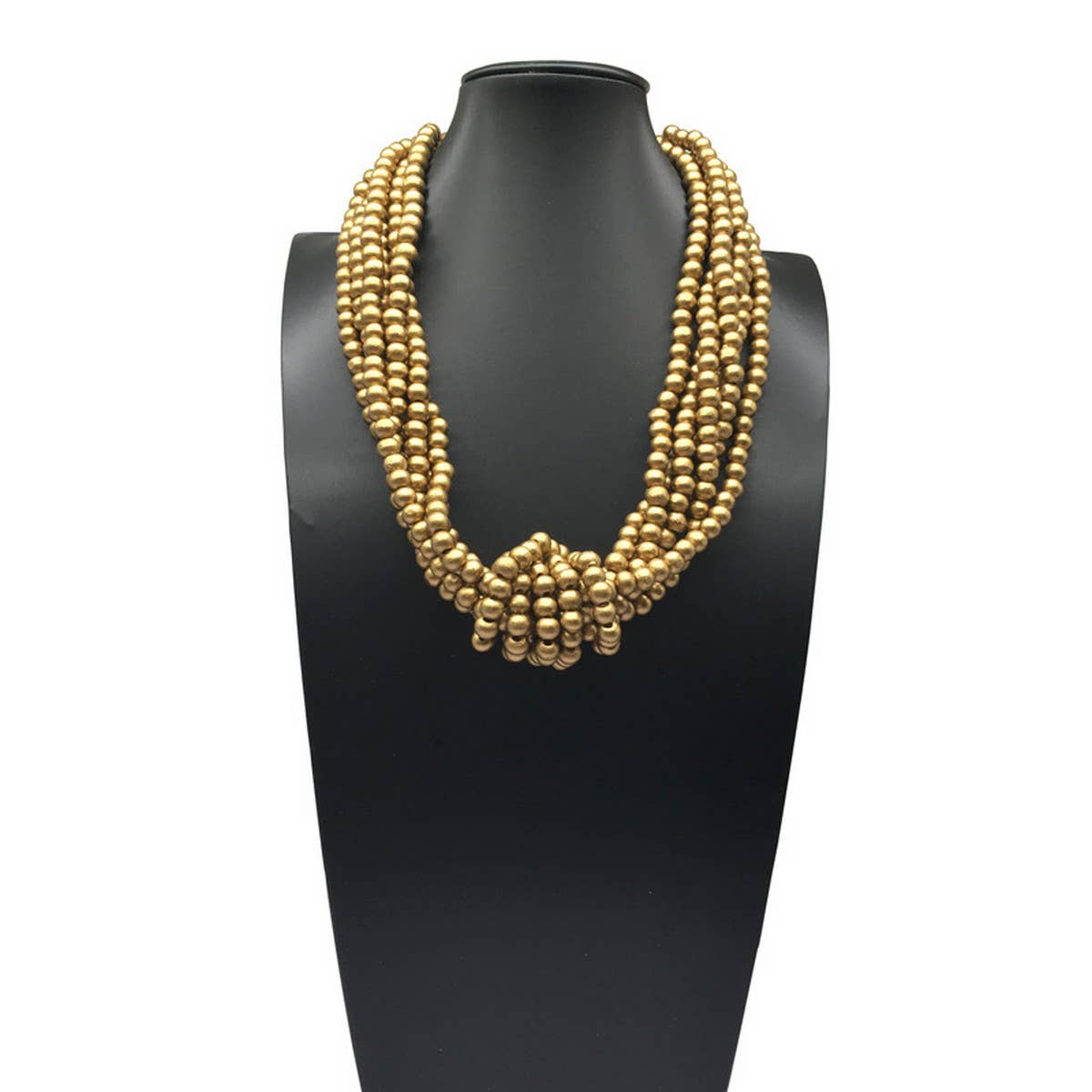 BOHEMIAN MULTI LAYER WOODEN BEAD KNOT NECKLACE_CWMM4735