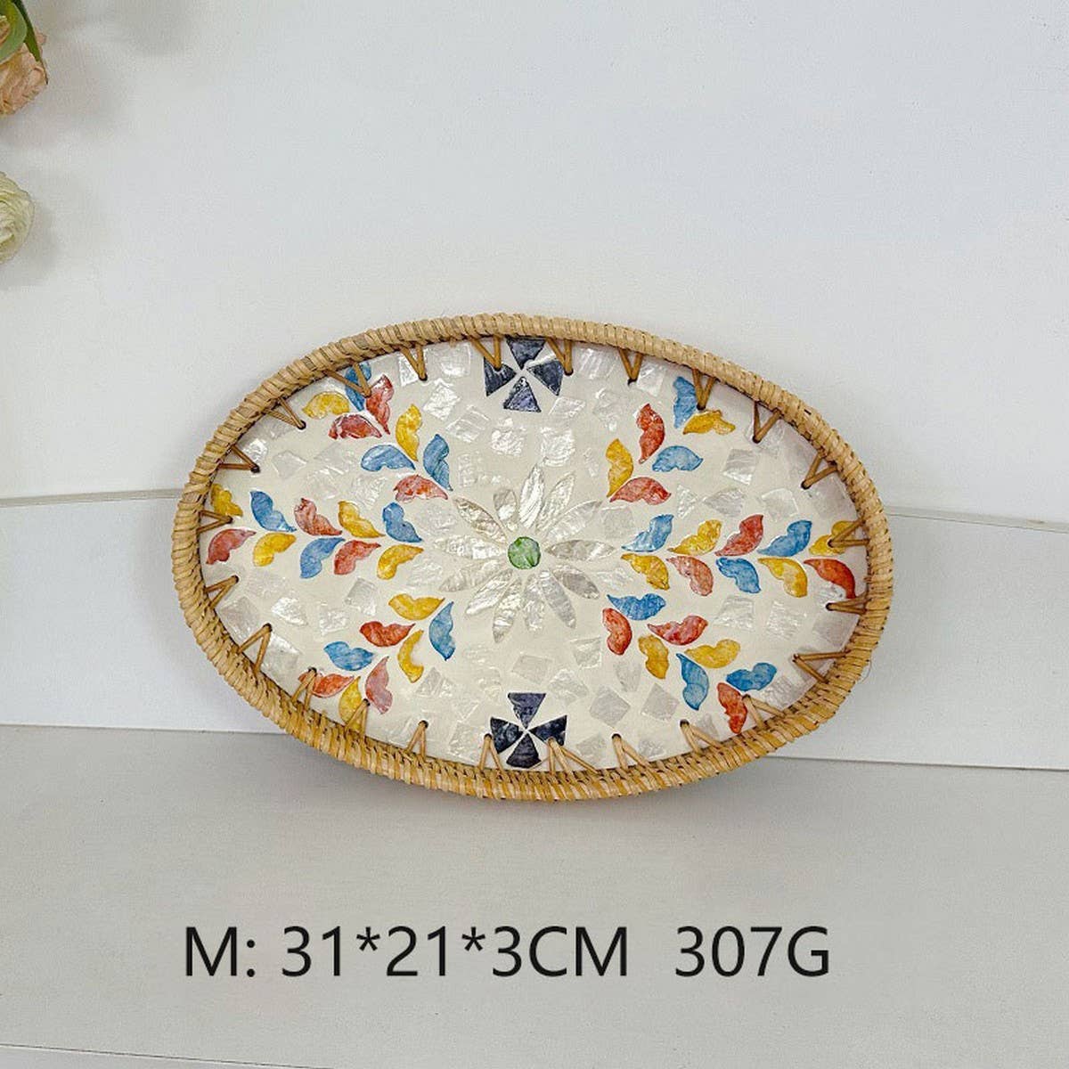 RATTAN OVAL FRUIT TEA SHELL TRAY STORAGE BASKET_CWMM4502