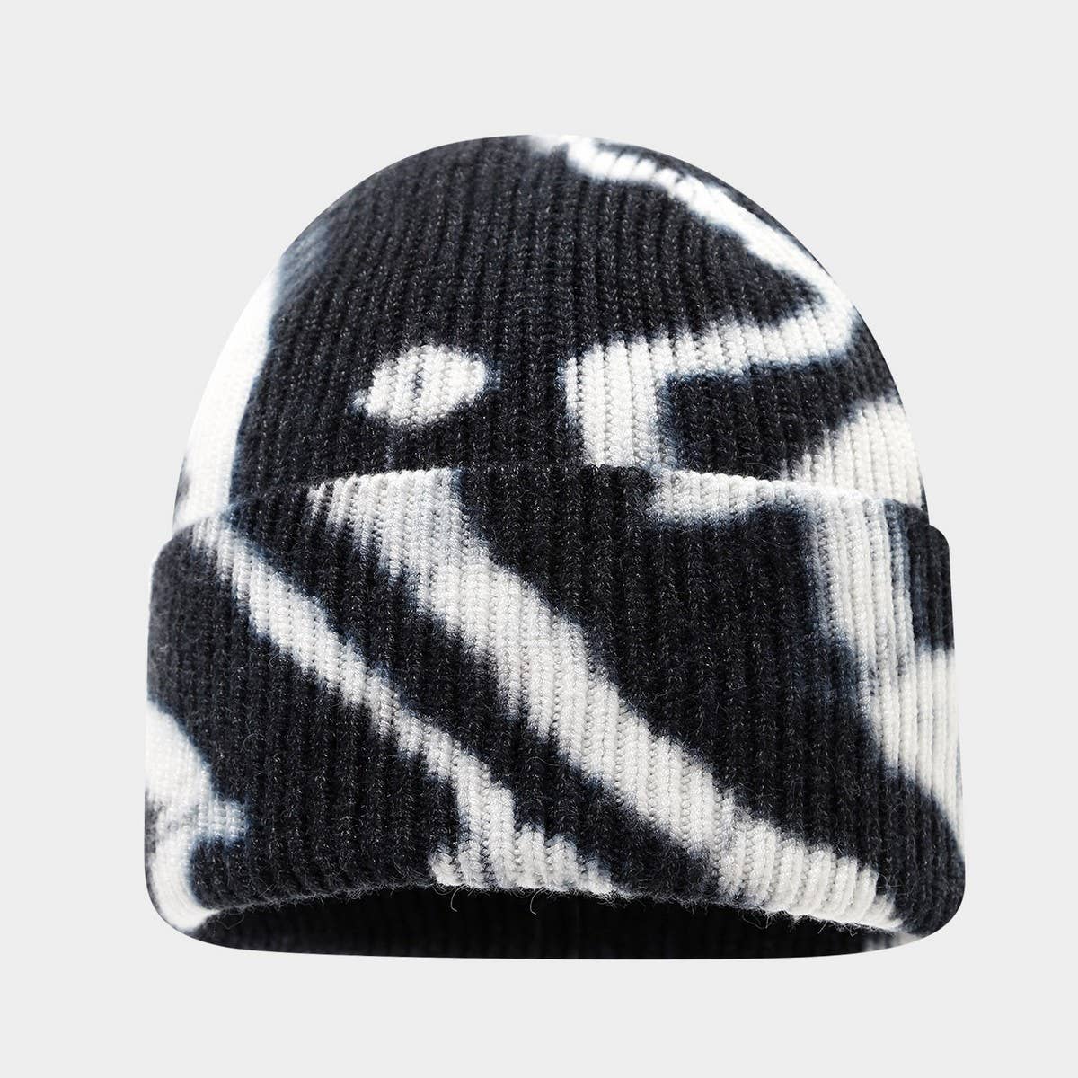 Tie Dye Knit Beanie Women Street Style Winter_Cwah04733